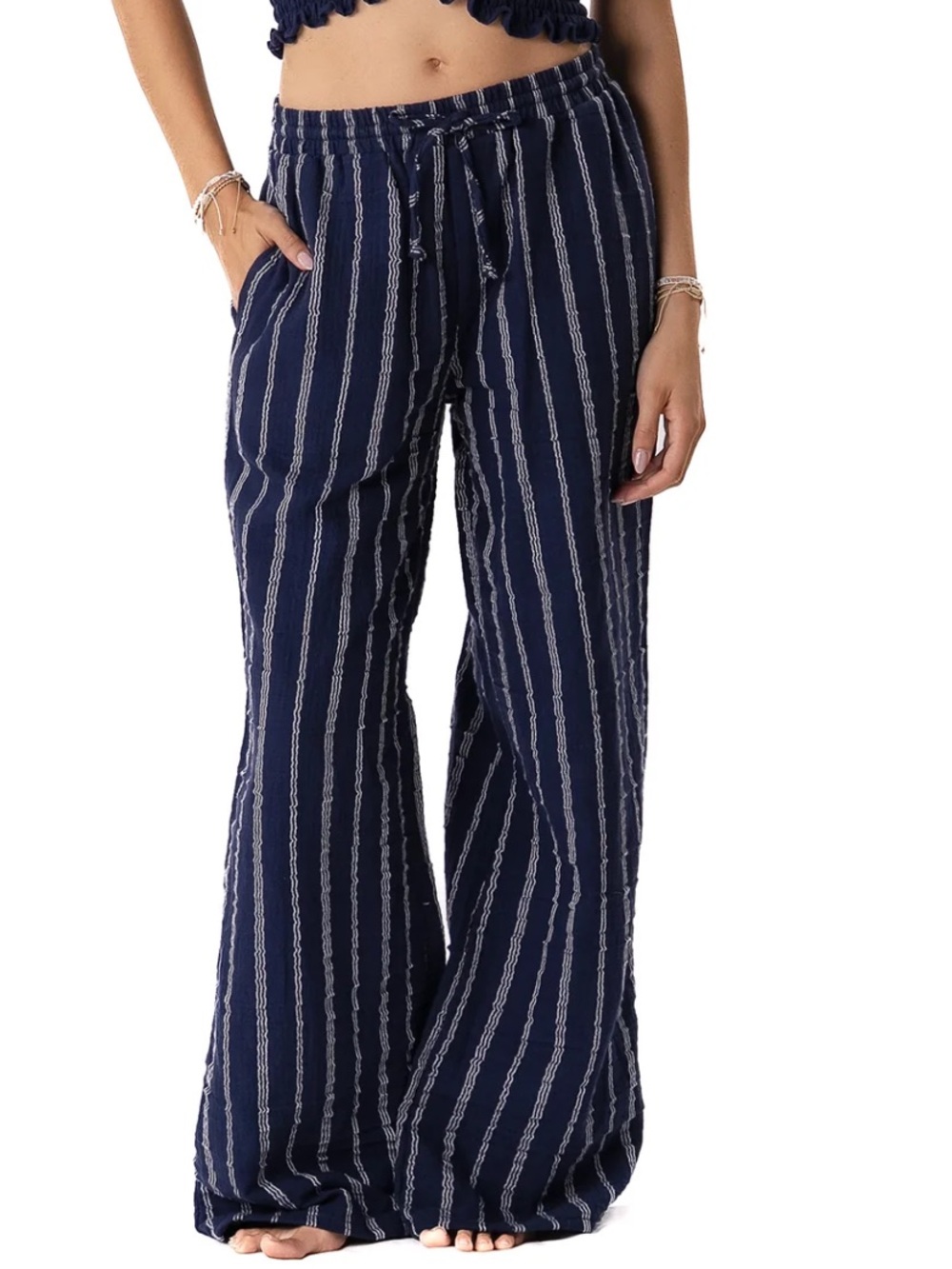 Navy Sailor Stripe Cotton Cabana Pants